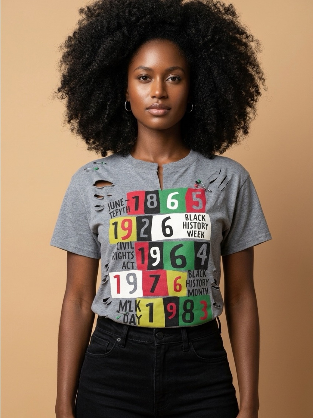 Black history distressed Graphic Short Sleeve Tee size s